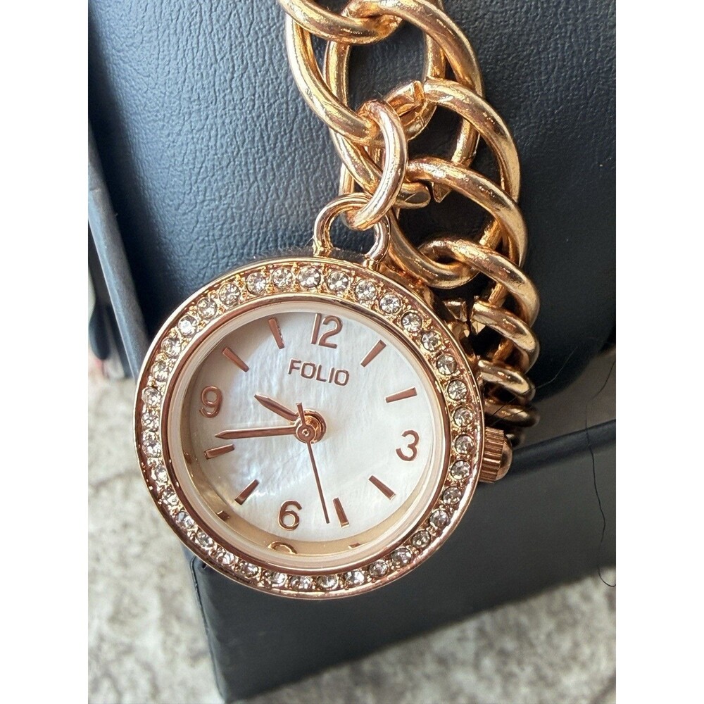 NEW IN BOX Folio Women’s Gold Tone Wrist Watch & 4 Bracelet Boxed Gift Set - Picture 3 of 11